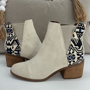 Toms Ankle Boots Womens Esme Birch Suede Chelsea Slip On Booties EUC